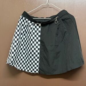 ROMWE Black and White Checkered A-Line Skirt